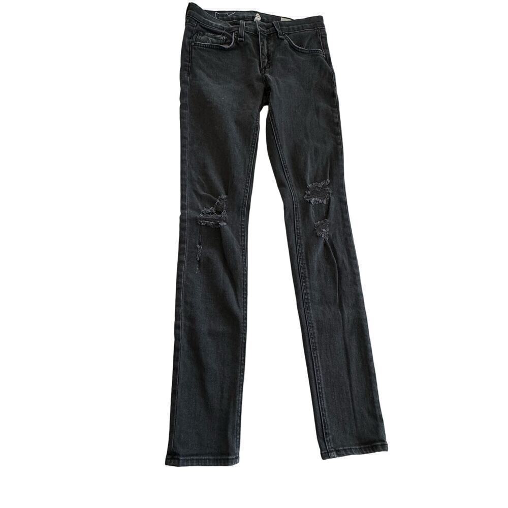 Rag & Bone Jeans Rock Distressed Black Size 25